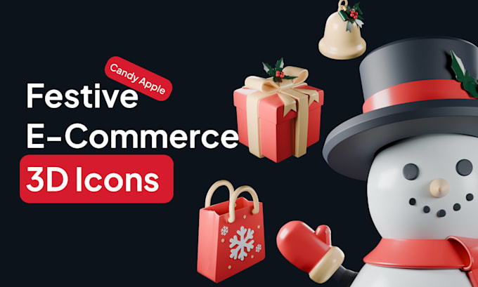 design custom christmas 3d icons for ecommerce web