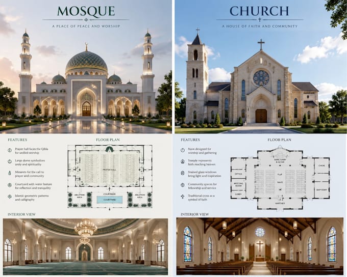 create a mosque and church for you
