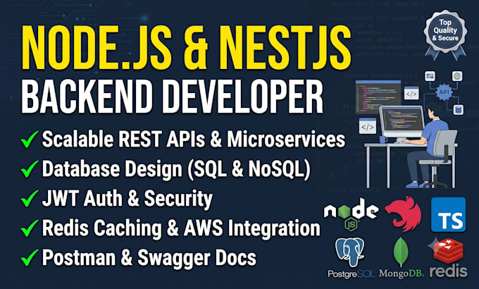 build scalable backend and apis in node js nestjs and sql nosql