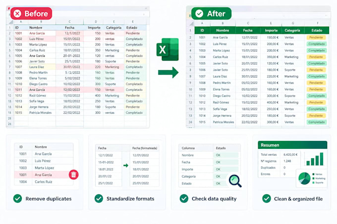 clean, format and organize your excel data