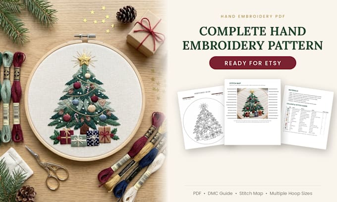 create a complete hand embroidery PDF pattern ready to sell on etsy