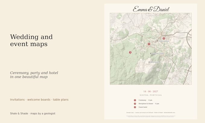 design an elegant wedding or event map for your invitations