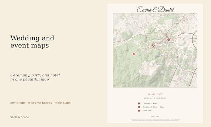 design an elegant wedding or event map for your invitations