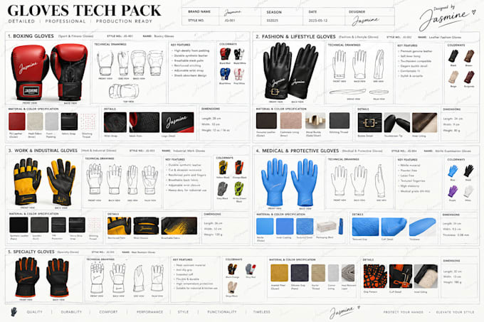 design custom gloves with a professional tech pack