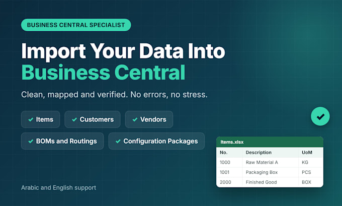 import your data into business central