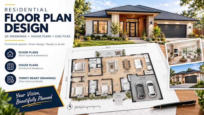 draw professional residential house floor plans