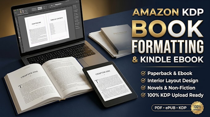 do book formatting, kindle ebook formatting KDP layout design ebook cover design