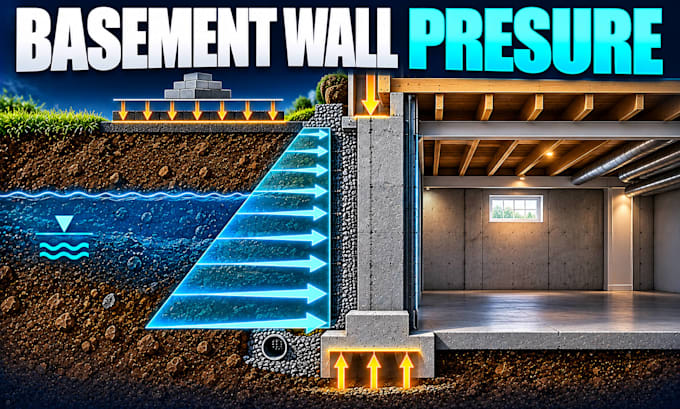 calculate basement wall lateral soil pressure and support loads