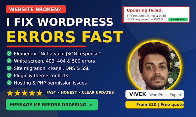 fix wordpress errors, hosting issues, and cpanel problems