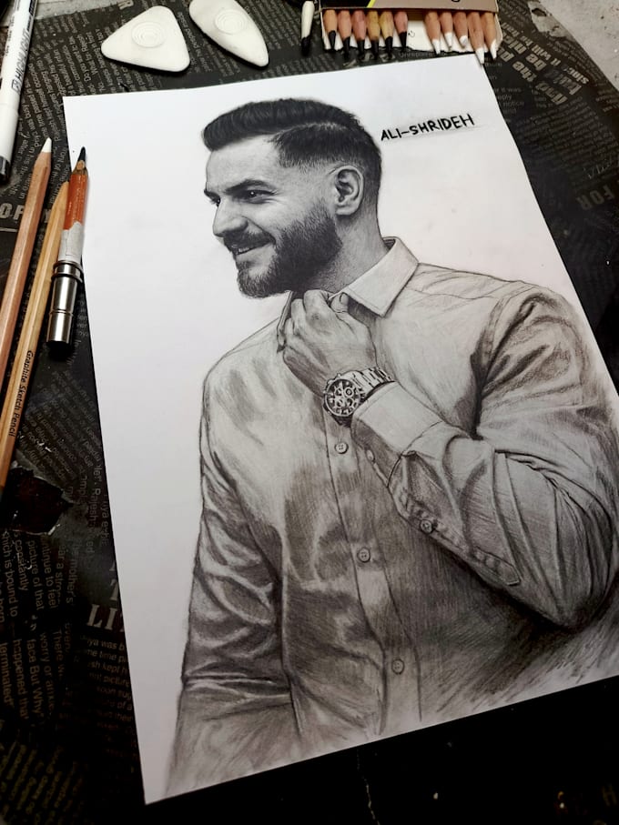 custom hand drawn portrait from photo
