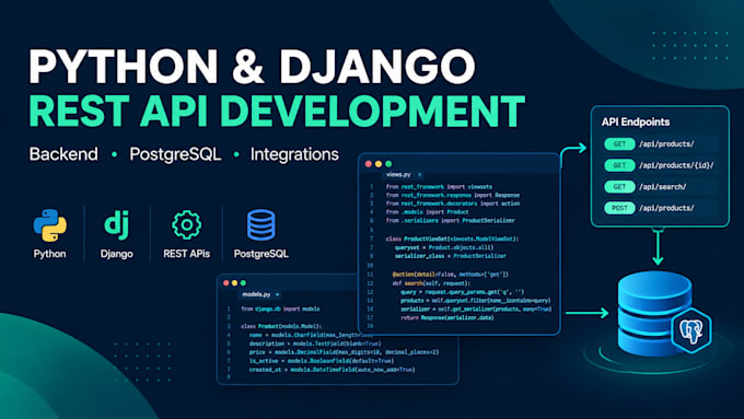 develop python django rest apis and backend applications