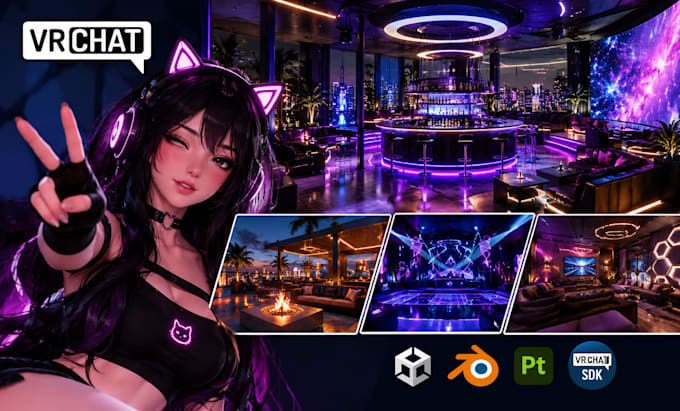 create vrchat world for clubs, social venues and interactive unity environments