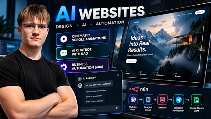 build an animated ai website with chatbot and automation