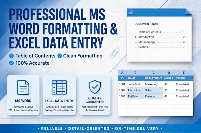 format word doc, fix table of contents and excel entry