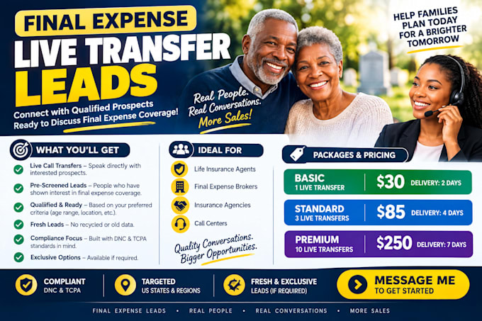 provide life insurance live transfer leads for insurance agents