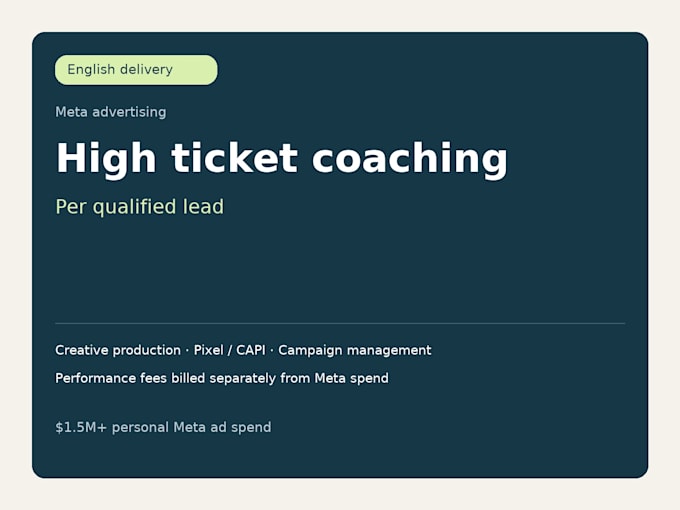 run meta coaching ads with a fee per marketing qualified lead