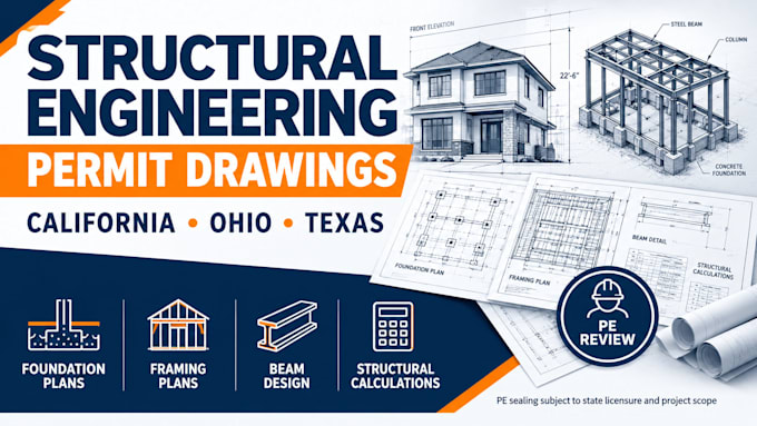 structural engineer permit drawing engineer california ohio texas stamp stamp