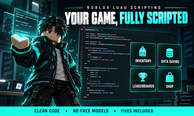 Develop roblox game, combat system, vfx, fighting and rpg script ...
