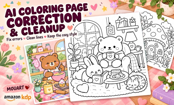 fix and clean up ai generated coloring book pages