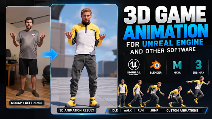 create 3d game animations for unreal engine and other software