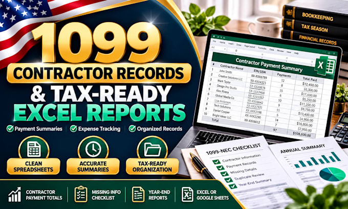 organize 1099 contractor payments and prepare tax ready excel reports