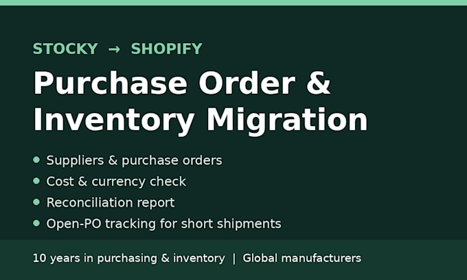 migrate your stocky purchase orders and inventory to shopify