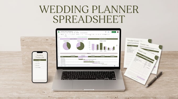 a wedding planner spreadsheet, event tracker and google sheets template