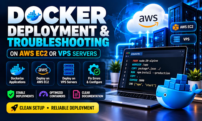 dockerize applications and fix docker deployment issues on AWS and vps servers