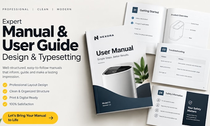 design product user guide, instruction manual, illustrated assembly instructions