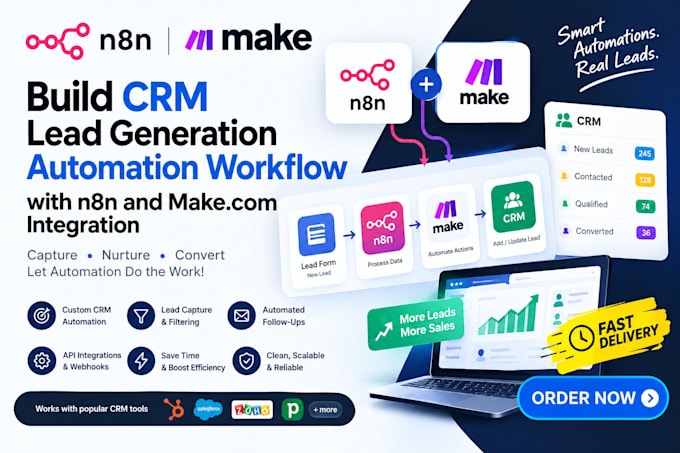 build crm lead generation automation workflow with n8n and make com integration