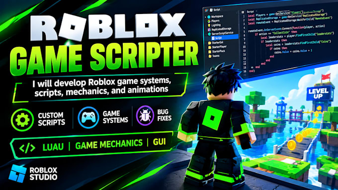 develop roblox game systems scripts mechanics and animations