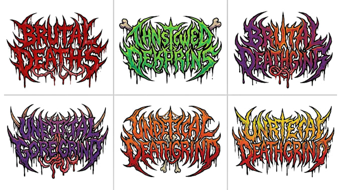 create brutal death slam goregrind and deathgrind lettering