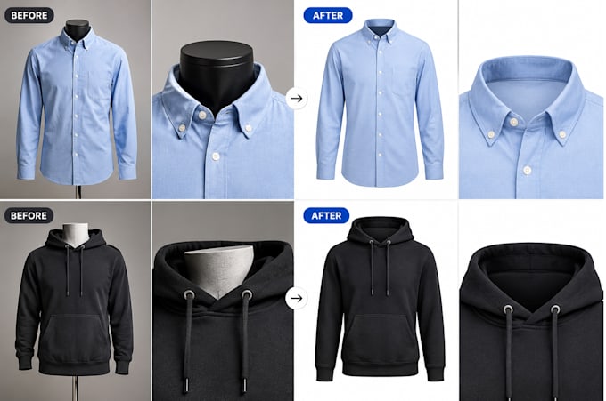 do professional ghost mannequin effect and neck joint photo
