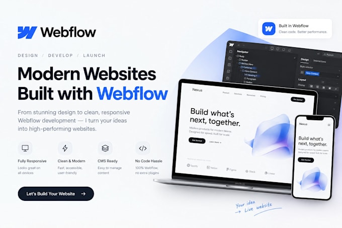 develop webflow websites, figma to webflow or a redesign