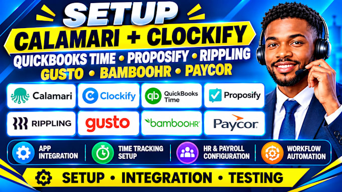 setup calamari clockify quickbooks time proposify rippling gusto bamboohr paycor