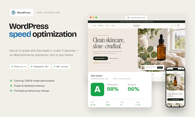 do wordpress speed optimization, fix core web vitals, pagespeed and gtmetrix