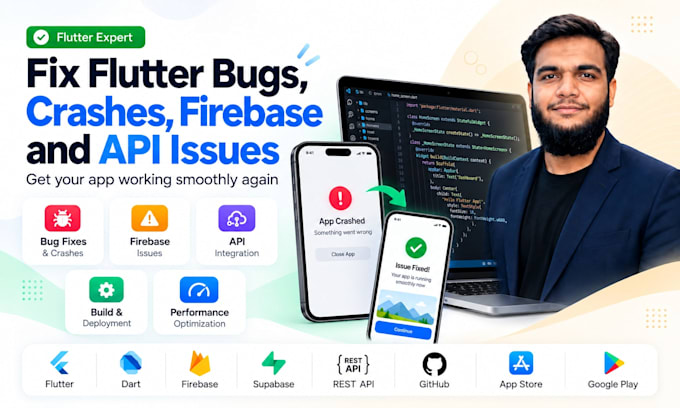 fix flutter bugs, crashes, firebase and API issues