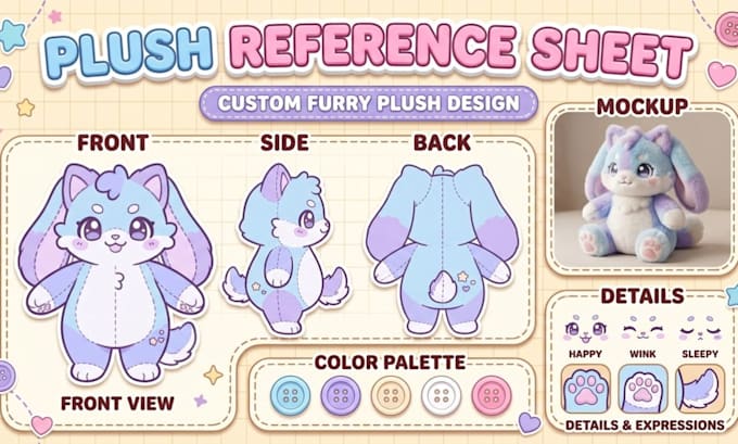create plush toy reference sheet character design labubu mascot design