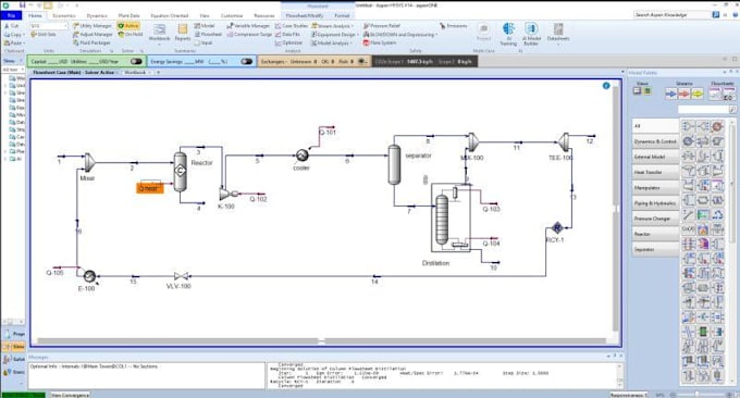 perform aspen and dwsim process simulation