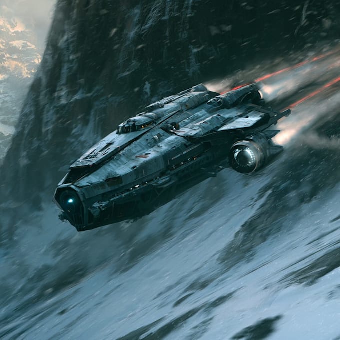 custom spaceship illustration and futuristic spacecraft design