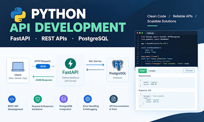 develop or fix python fastapi rest apis