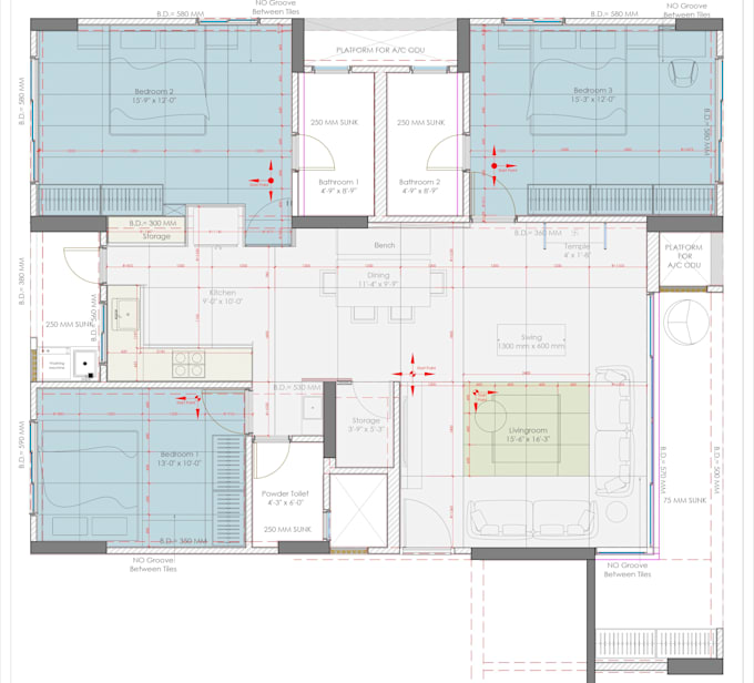 draft architectural plans, elevations and working drawings