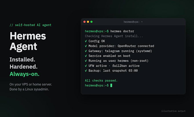 install and harden hermes agent on your vps or home server