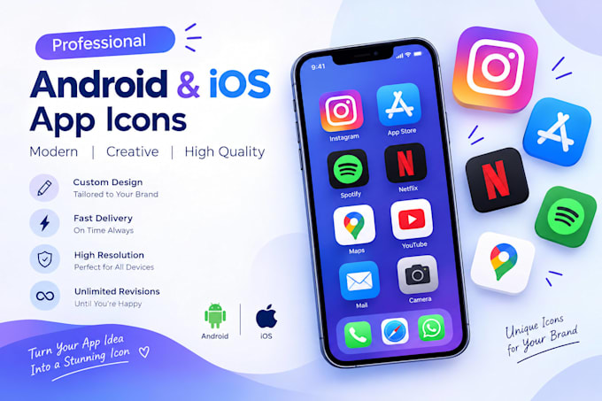 design a professional android or ios app icon