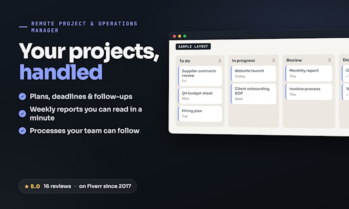 be your remote project and operations manager