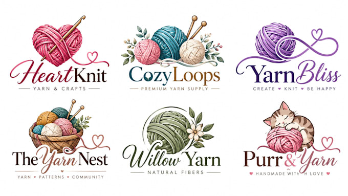 design a professional knitting, crochet, wool, thread, textile, sewing yarn logo
