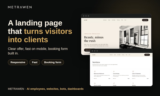 design and build a high converting landing page with a booking form