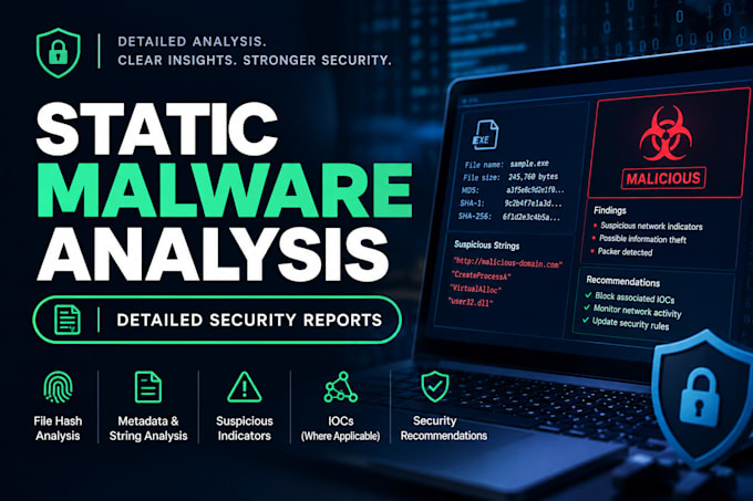 perform static malware analysis and write a cybersecurity report