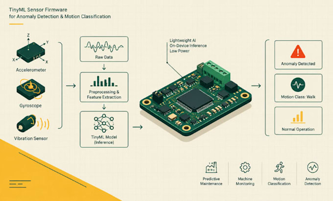 develop tinyml firmware for sensor anomaly detection and motion classification