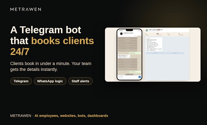 build a custom telegram bot for bookings, orders or support